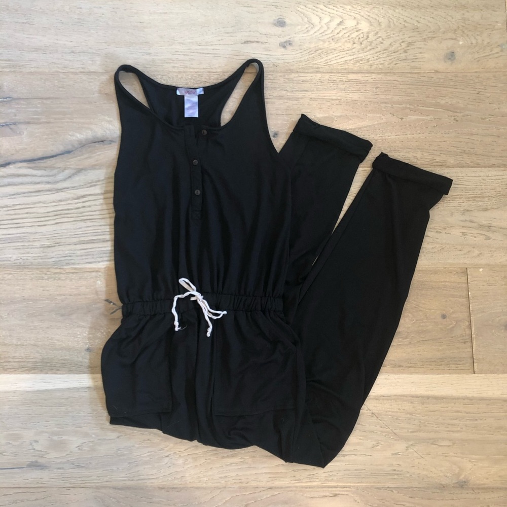 Clad & Cloth Black Cotton Dazia Jumpsuit medium